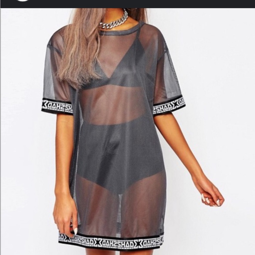 Short Sleeve Mesh Sexy Beach Cover Up